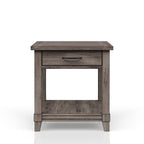 Gray End Table with Storage Drawer and USB Charging Ports