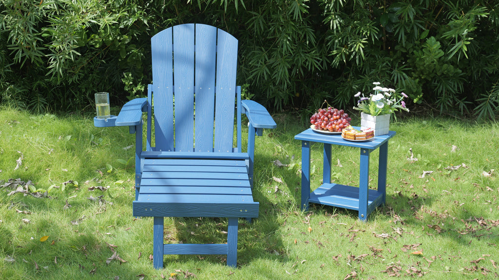 Outdoor Adjustable Lounge Chair with Built-in Cup Holder - Brown