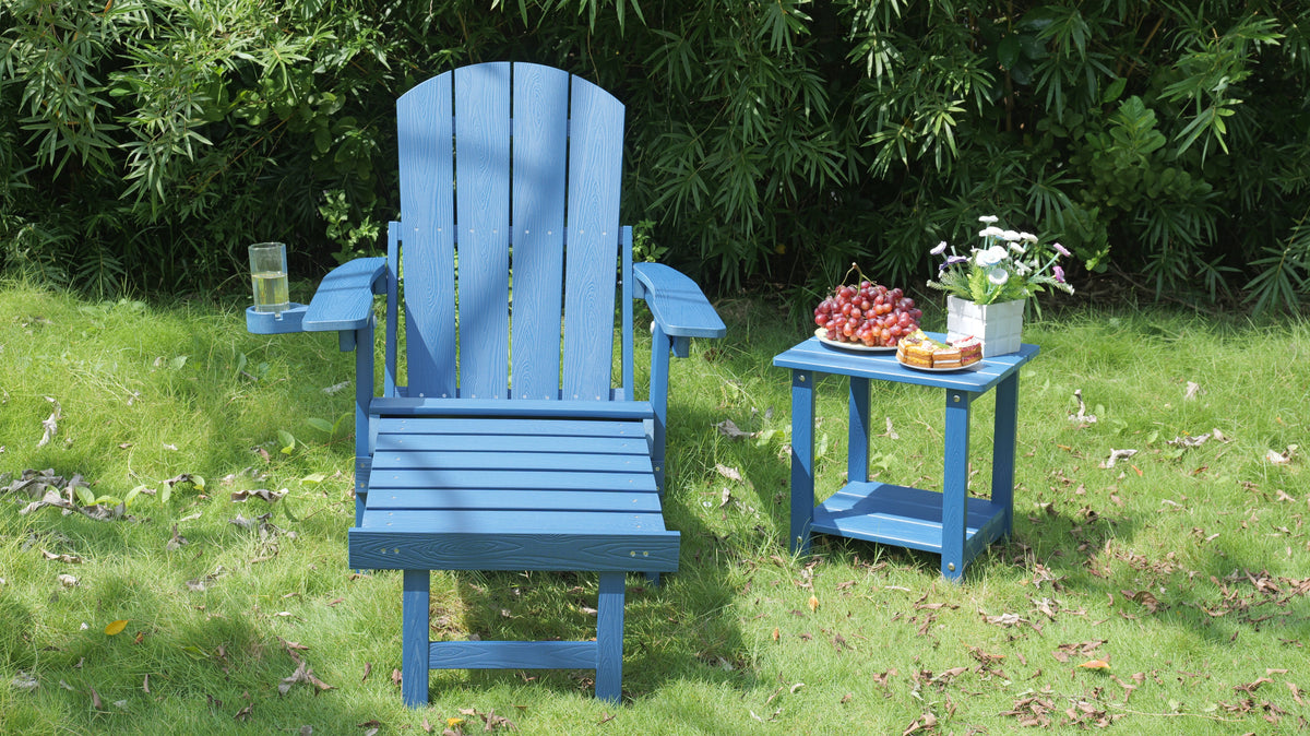 Outdoor Adjustable Lounge Chair with Built-in Cup Holder - Brown