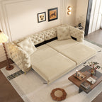 3-In-1 Convertible Sleeper Sofa Set with Deep Seat & Movable Ottoman - White, Beige, Gray