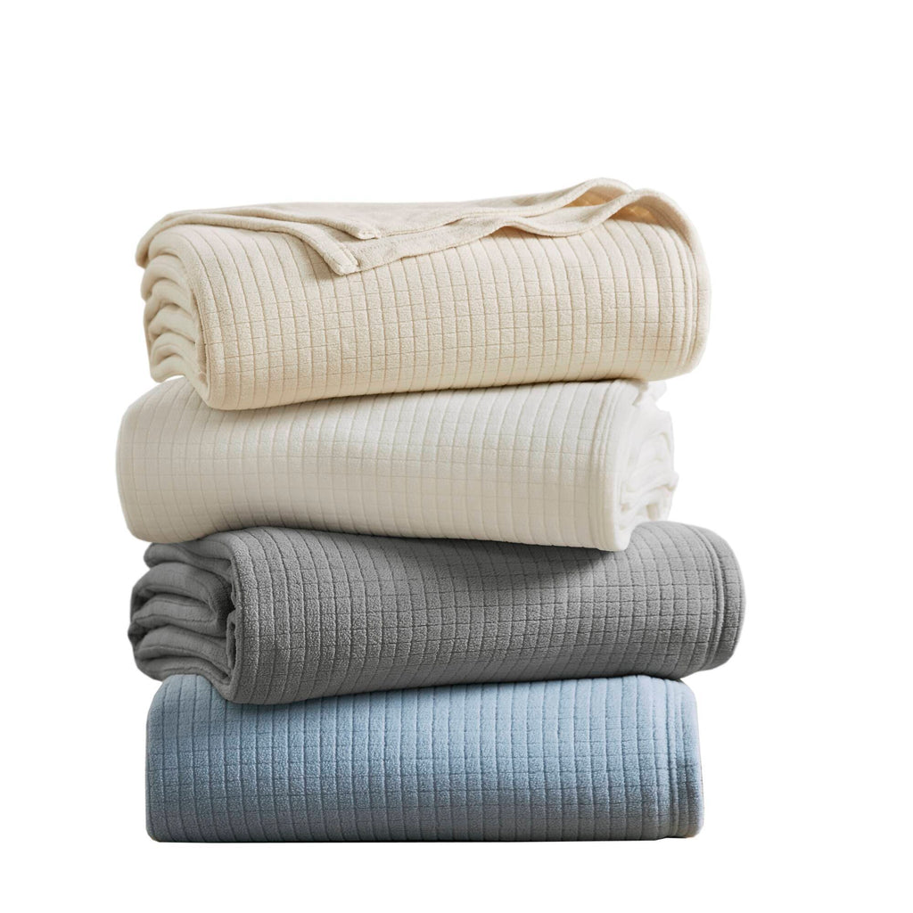 Ivory Microfleece Blanket Full/Queen with Soft Brushed Finish