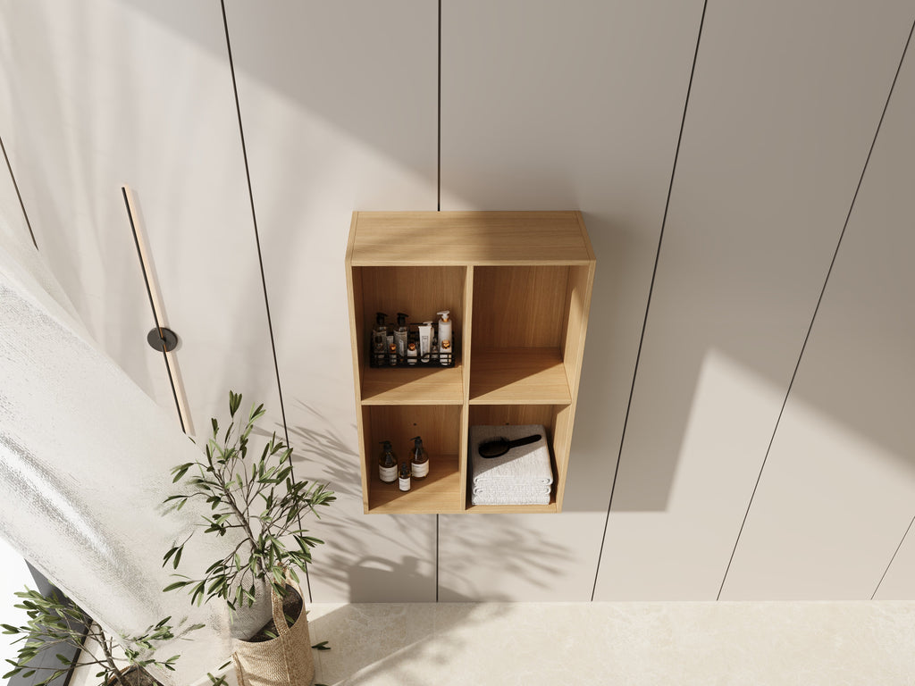 24 Inch Wall Mounted Storage Shelf with Plywood Construction - Oak