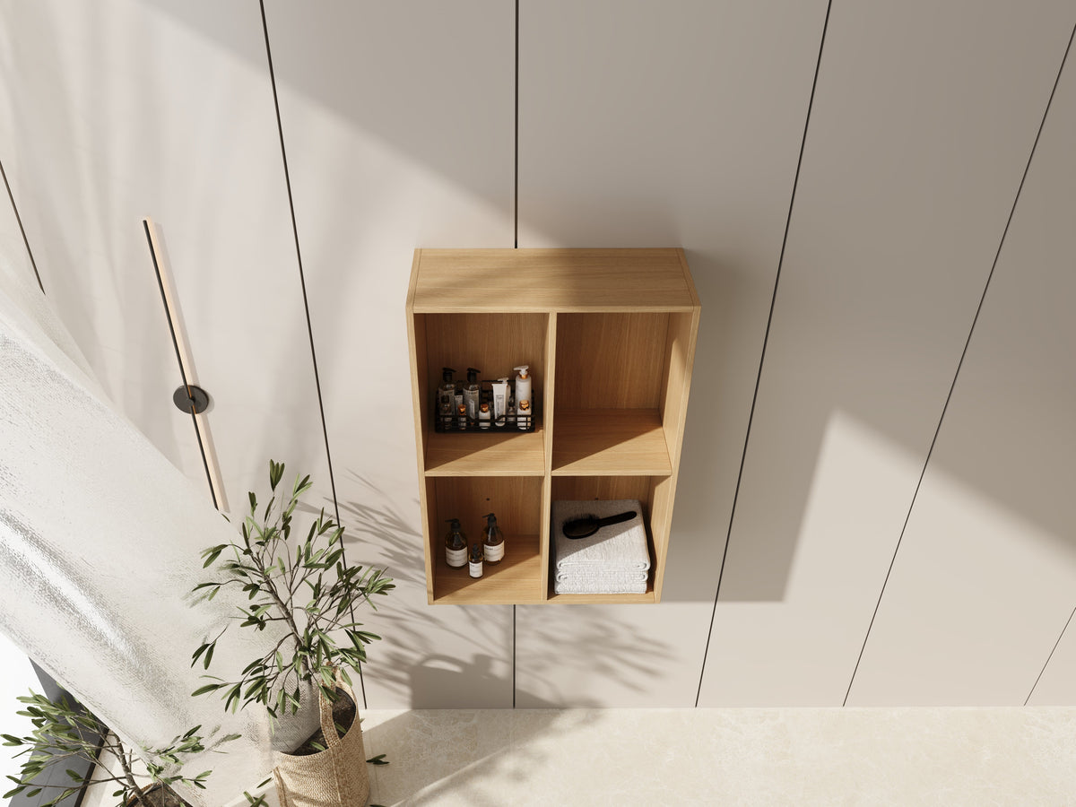 24 Inch Wall Mounted Storage Shelf with Plywood Construction - Oak