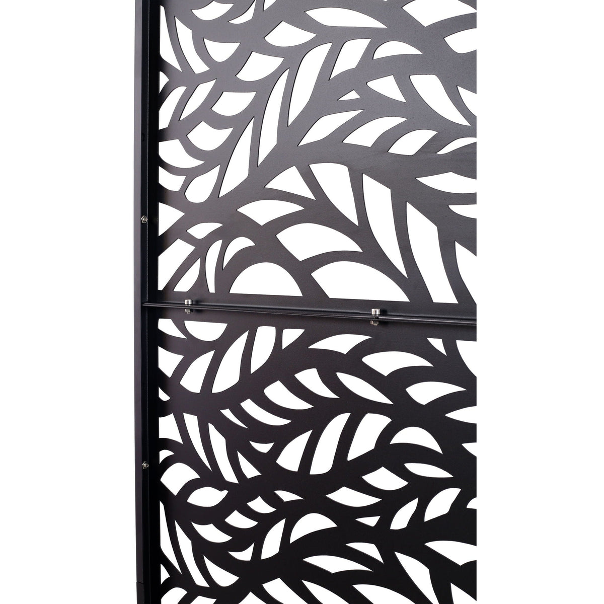 Metal Privacy Screen Room Divider with Freestanding Design - Black