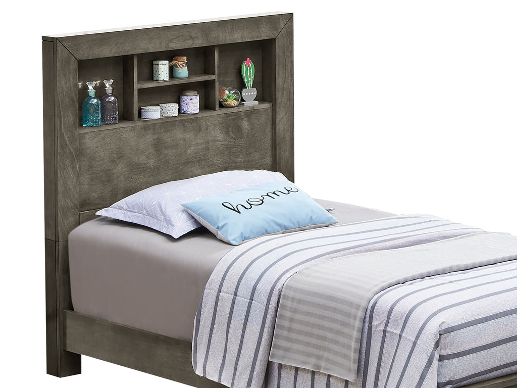 Transitional Storage Bed with Headboard Shelving - Multiple Colors