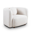 Japandi Style Accent Square Chair with Solid Wood Legs - Beige or White