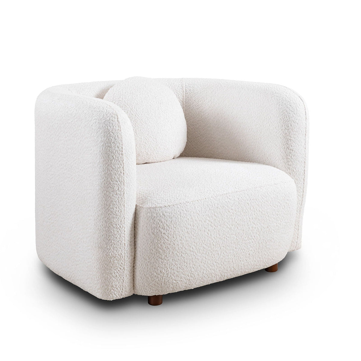 Japandi Style Accent Square Chair with Solid Wood Legs - Beige or White