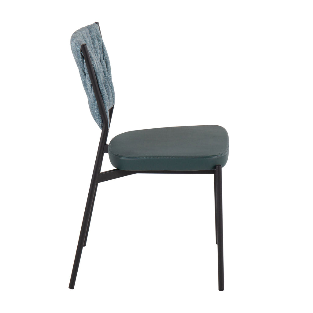 Braided Contemporary Chair Set with Padded Seat - Dark Gray or Blue