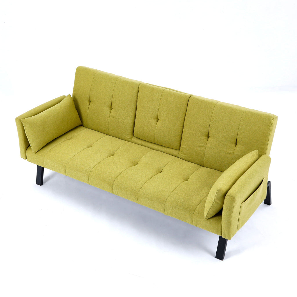 Sofa Bed with Foldable Design and Cup Holder - Green