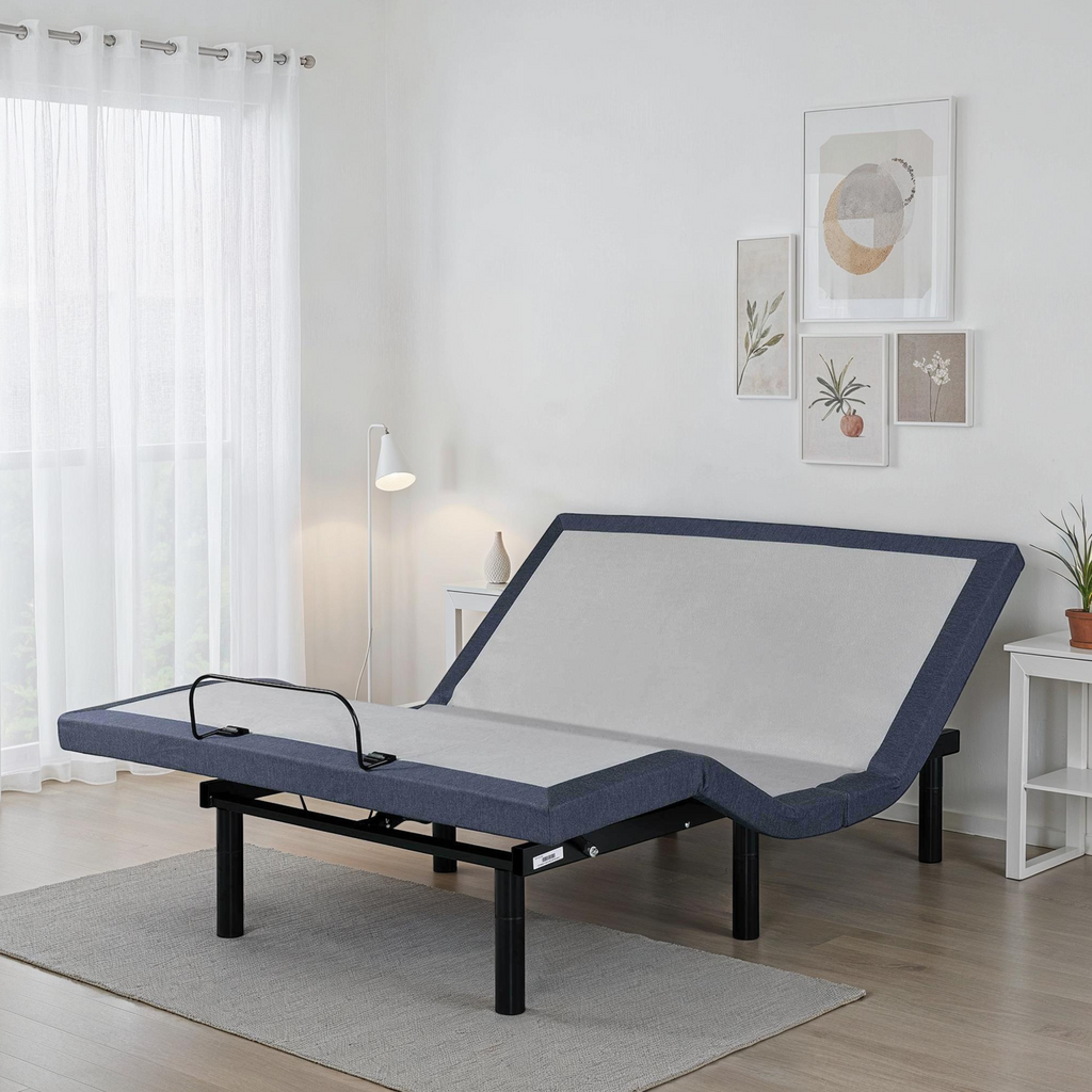 Full Adjustable Bed Base with Wireless Remote - Blue-Gray