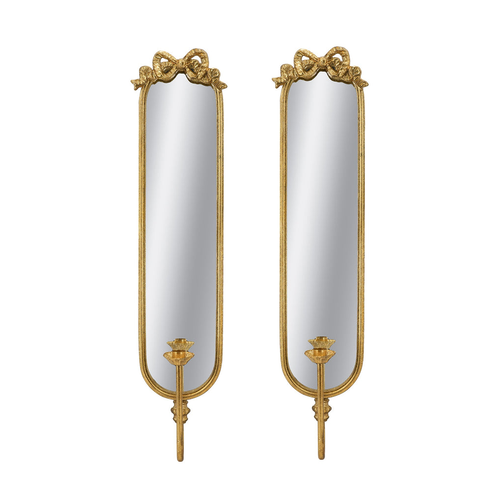 Set of 2 Wall Mirrors with Glass and Metal Frame