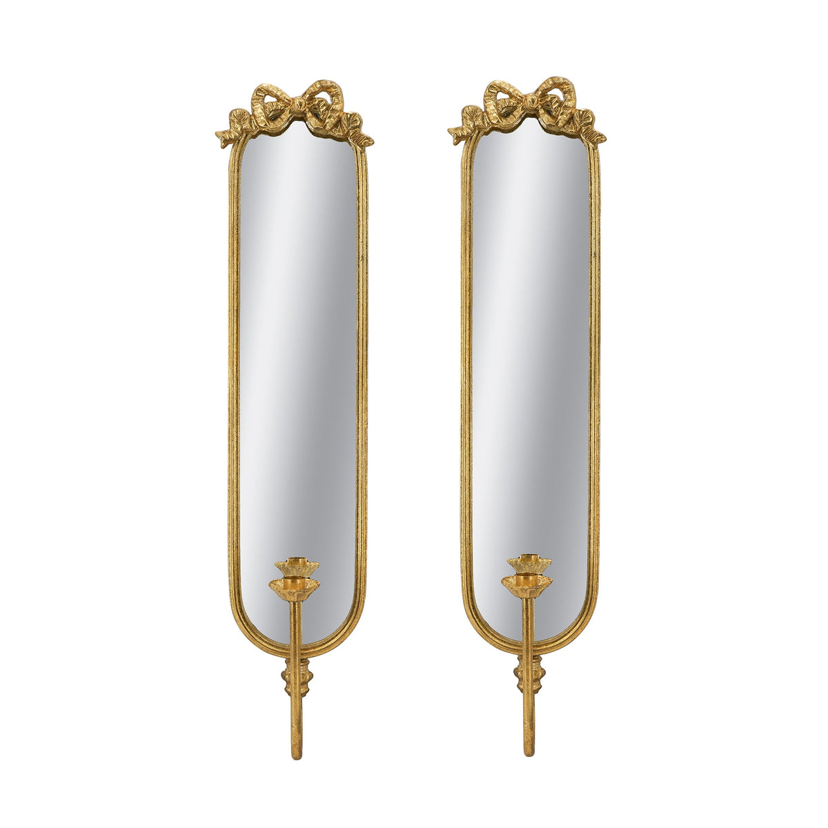 Set of 2 Wall Mirrors with Glass and Metal Frame