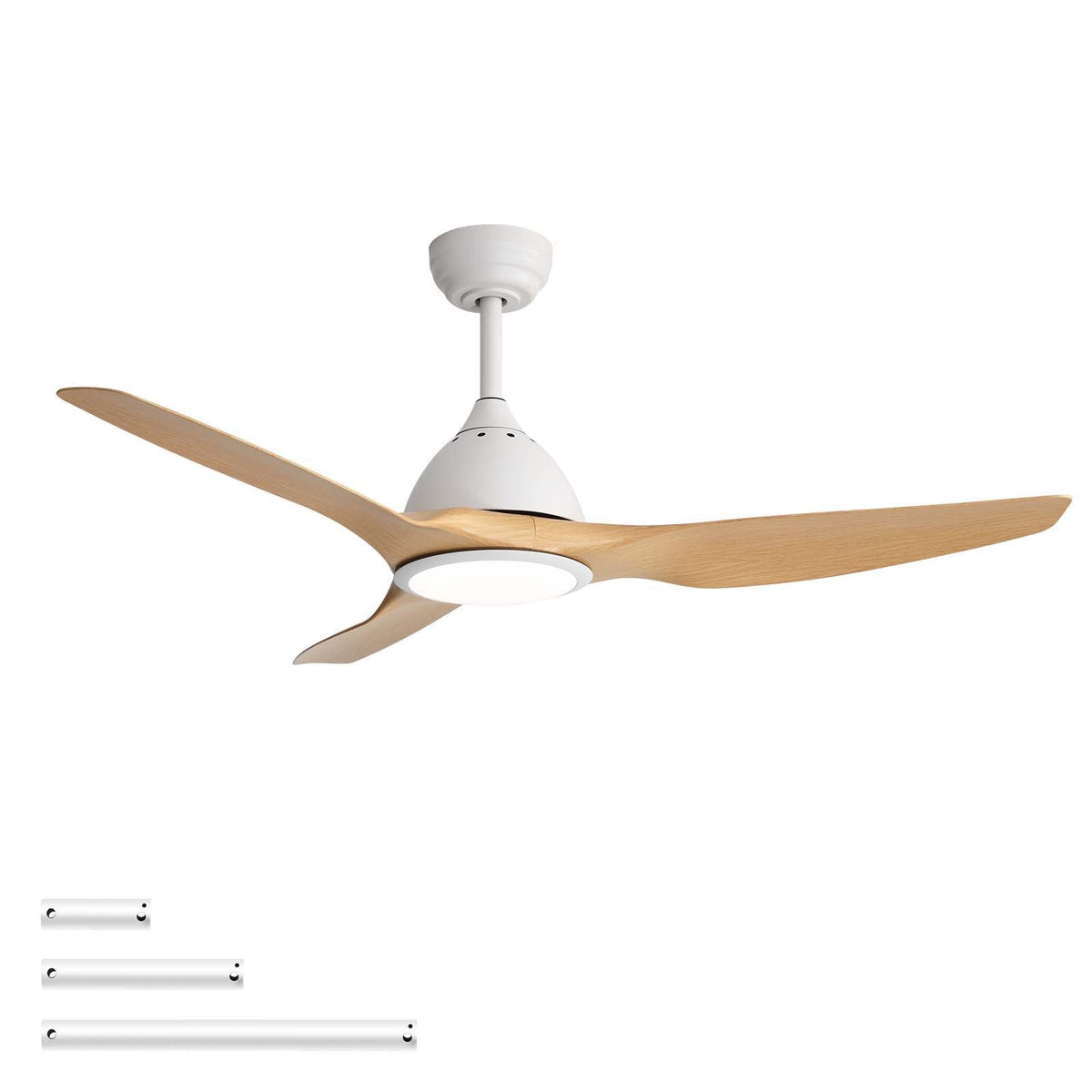 Bredoom 52" Ceiling Fan with Remote Control and LED Light - White or Light Brown
