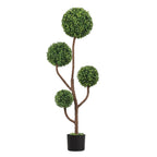 4ft Tall Artificial Boxwood Topiary Tree with Sturdy Planter - Green