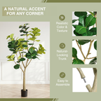 7FT Artificial Fiddle Leaf Fig Tree with Modern Black Pot - Green Leaves