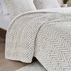 Full/Queen Ultra Plush Down Alternative Comforter Set with Chevron Pattern - Ivory