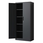 Steel Garage Storage Cabinet with Adjustable Shelves and Lock – Black or White