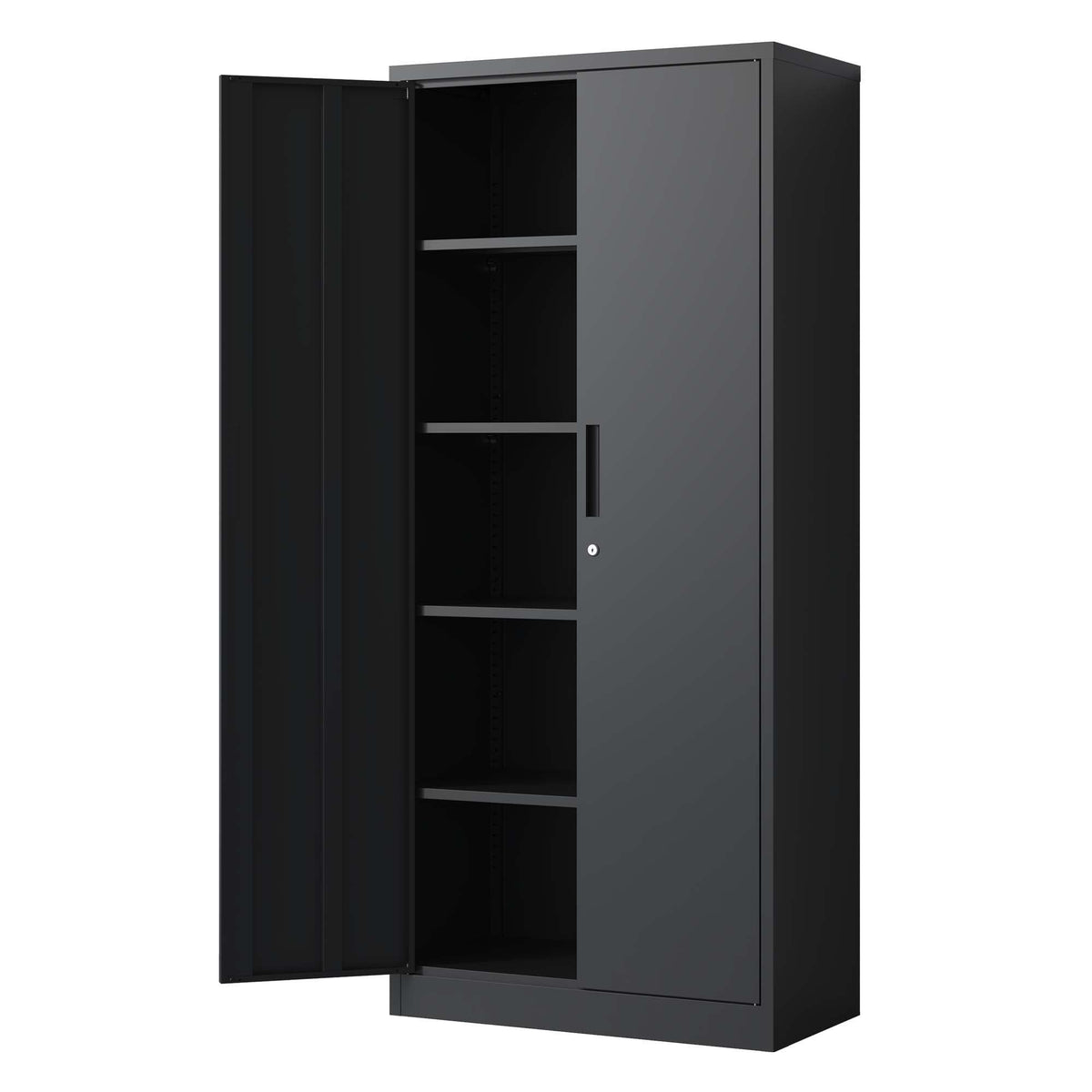 Steel Garage Storage Cabinet with Adjustable Shelves and Lock – Black or White