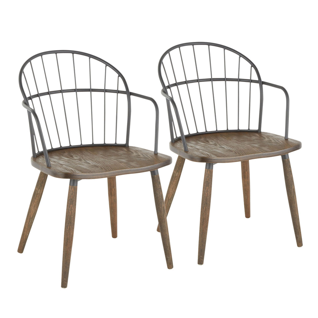 Farmhouse Office Chair with Spindle-Back Design - Dark Brown