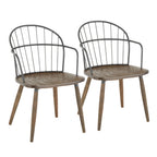 Farmhouse Office Chair with Spindle-Back Design - Dark Brown