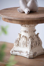 Wood Cake Stand With Magnesium Base - Cream / Brown