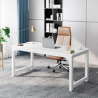 Large Executive Desk with Thick Frame - White