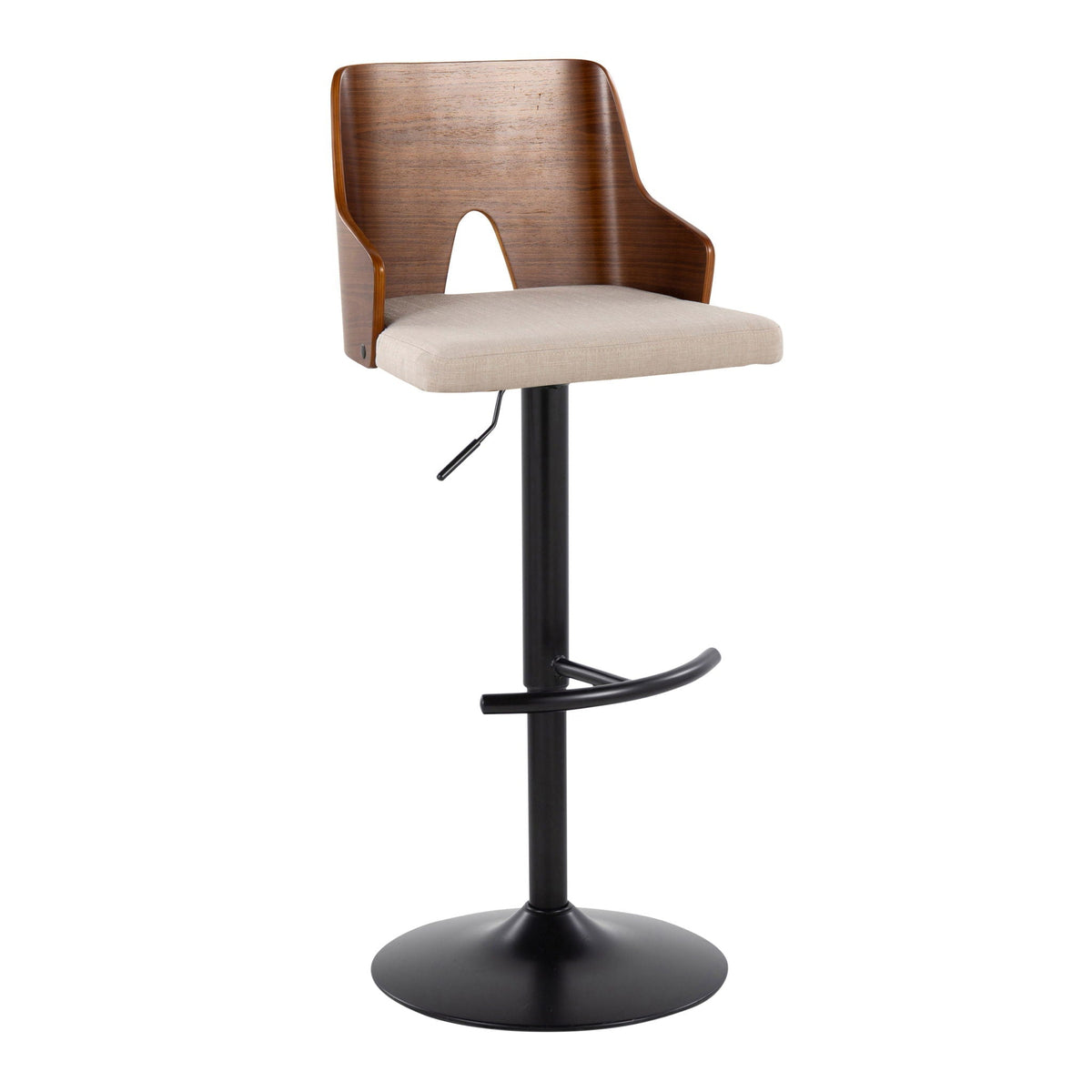 Mid Century Modern Adjustable Barstool Set with Swivel - Pearl Silver or Black