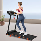 2.5Hp Quiet Folding Treadmill with Heart Rate Sensor - Black