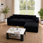 Compressed Modular Sectional Sofa with Ottoman - Black Linen