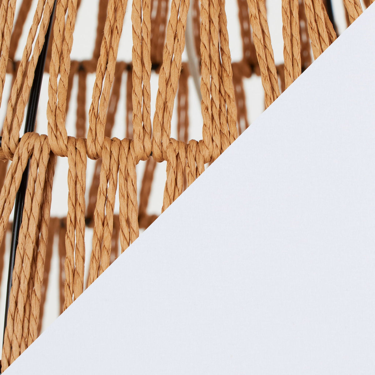 Contemporary Rattan Table Lamp with Linen Shade - Natural / Matte Black / White