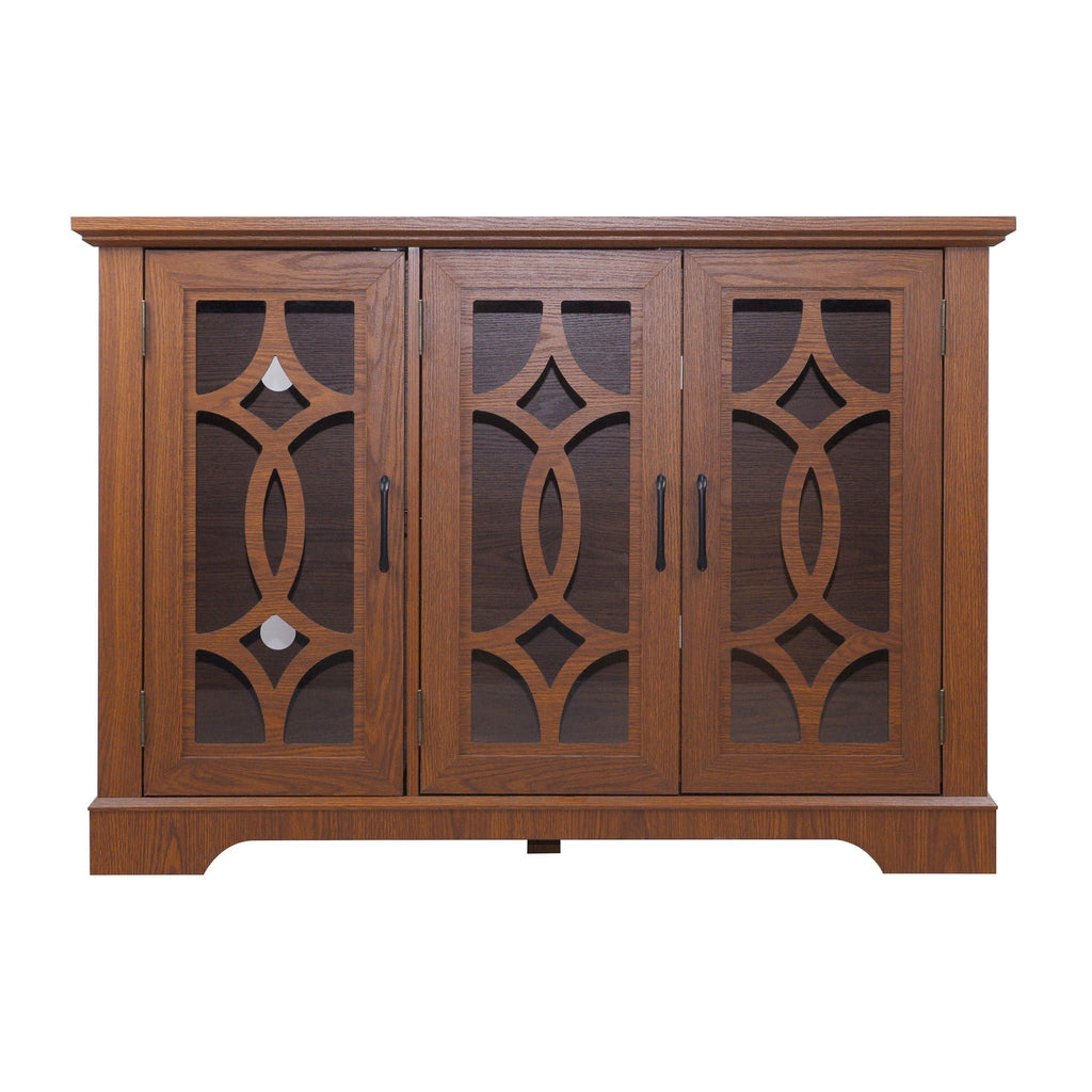Modern Sideboard with Glass Doors and Adjustable Shelves - Dark Oak