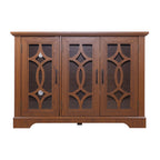 Modern Sideboard with Glass Doors and Adjustable Shelves - Dark Oak