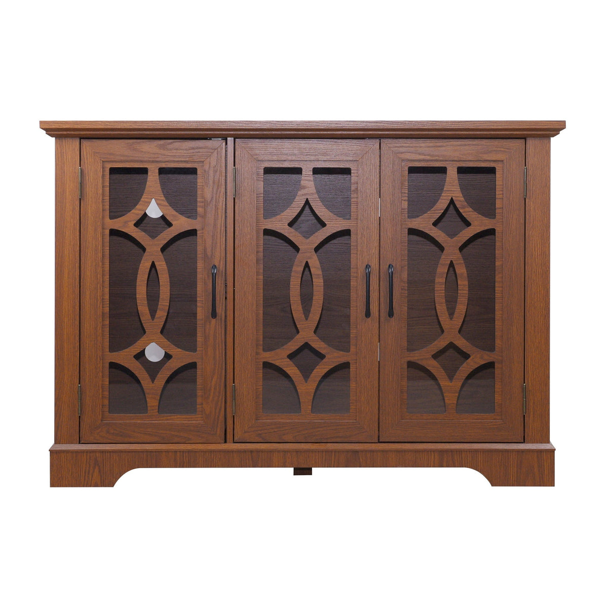 Modern Sideboard with Glass Doors and Adjustable Shelves - Dark Oak
