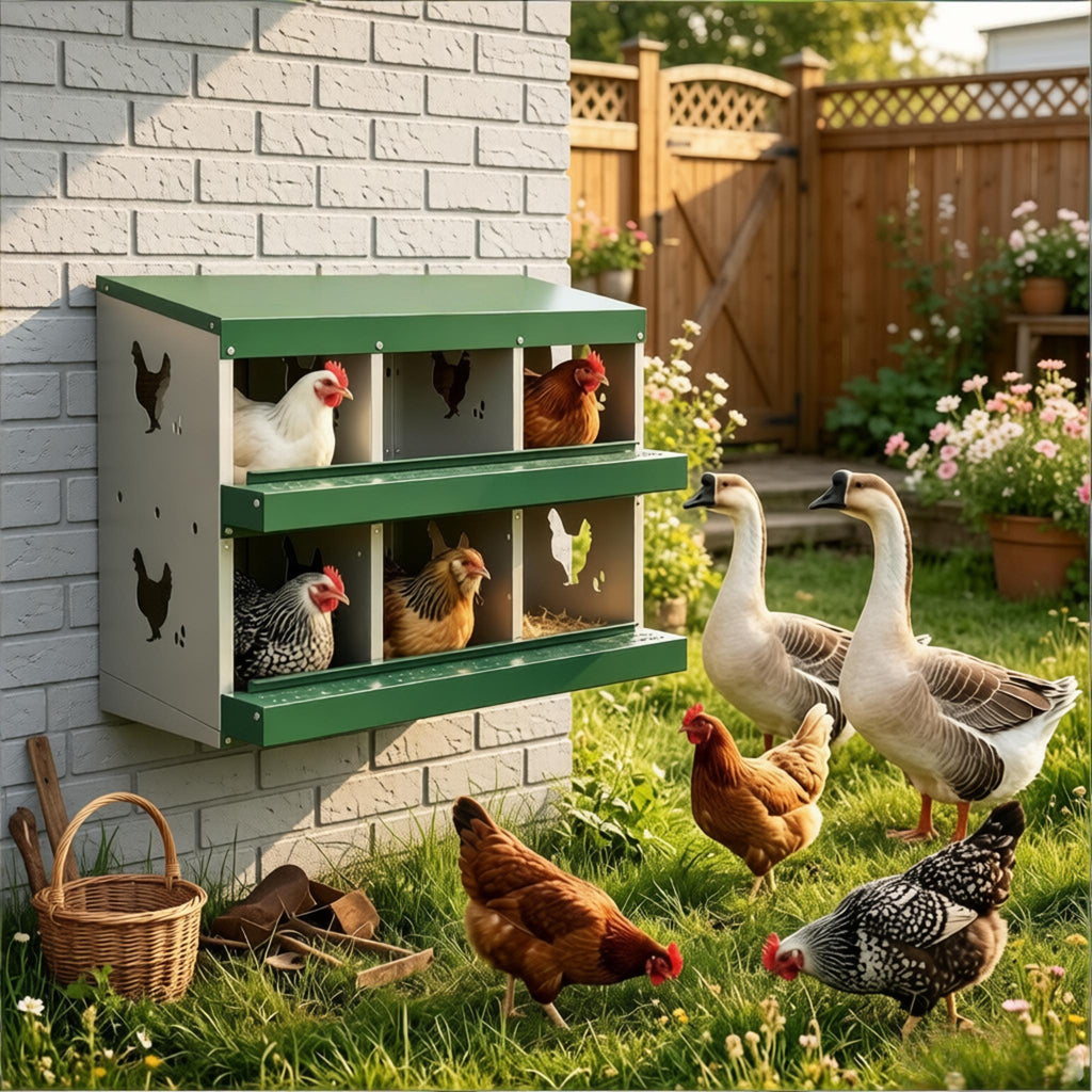 Galvanized Steel Outdoor Egg Laying Boxes with Sloped Floor - Silver