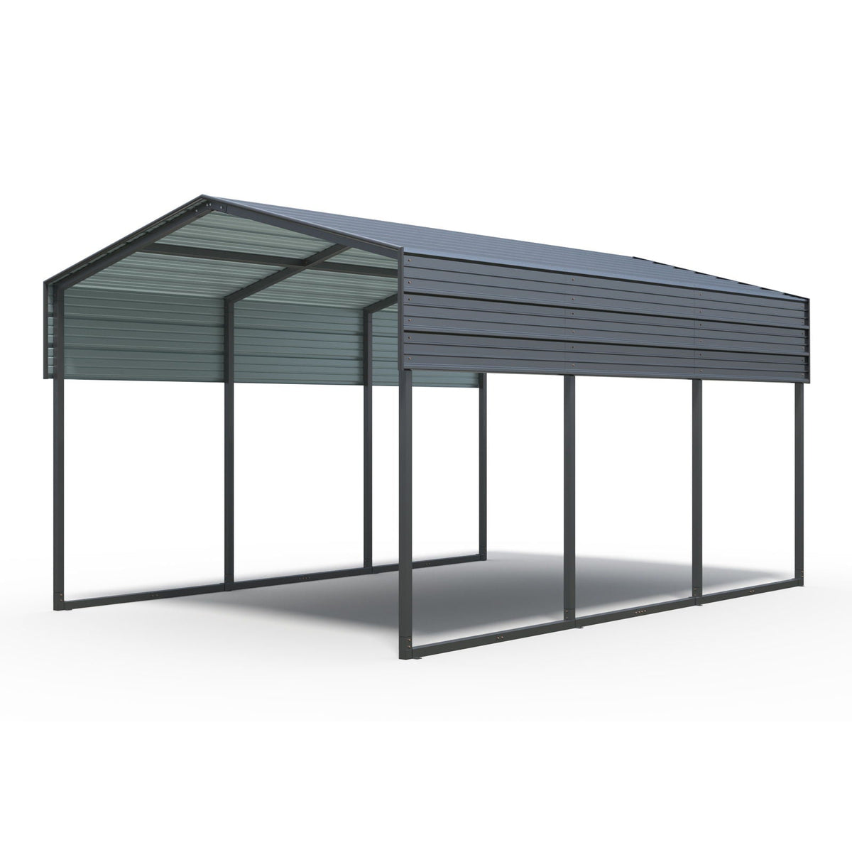 10 x 15 Ft Heavy Duty Carport Canopy with Galvanized Steel Roof - Charcoal