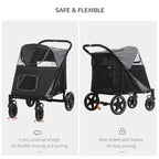 PawHut Foldable Doggy Stroller for Medium Large Dogs and Cats