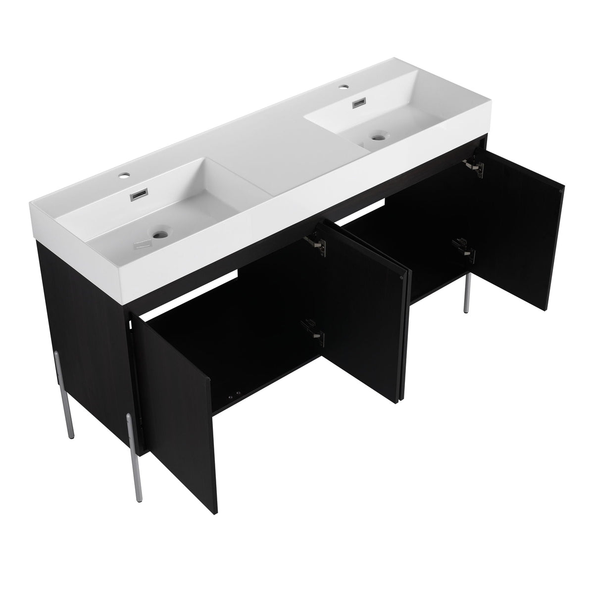 Freestanding Bathroom Vanity With Resin Sink And Storage Cabinet