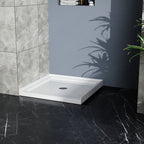Centered Drain Shower Pan with 3-Side Tile Flanges - White