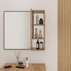 Imitative Oak Wall Mounted Bathroom Mirror Cabinet with Soft Close Door