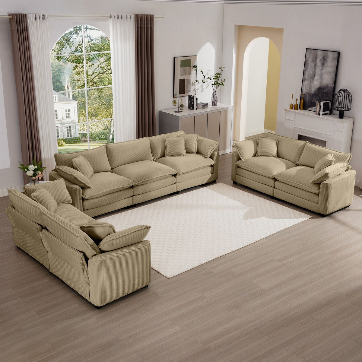Oversized Deep-Seat Fabric Sofa & Chair Sets