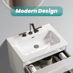 Glossy White Ceramic Integrated Sink with Seamless Design - White