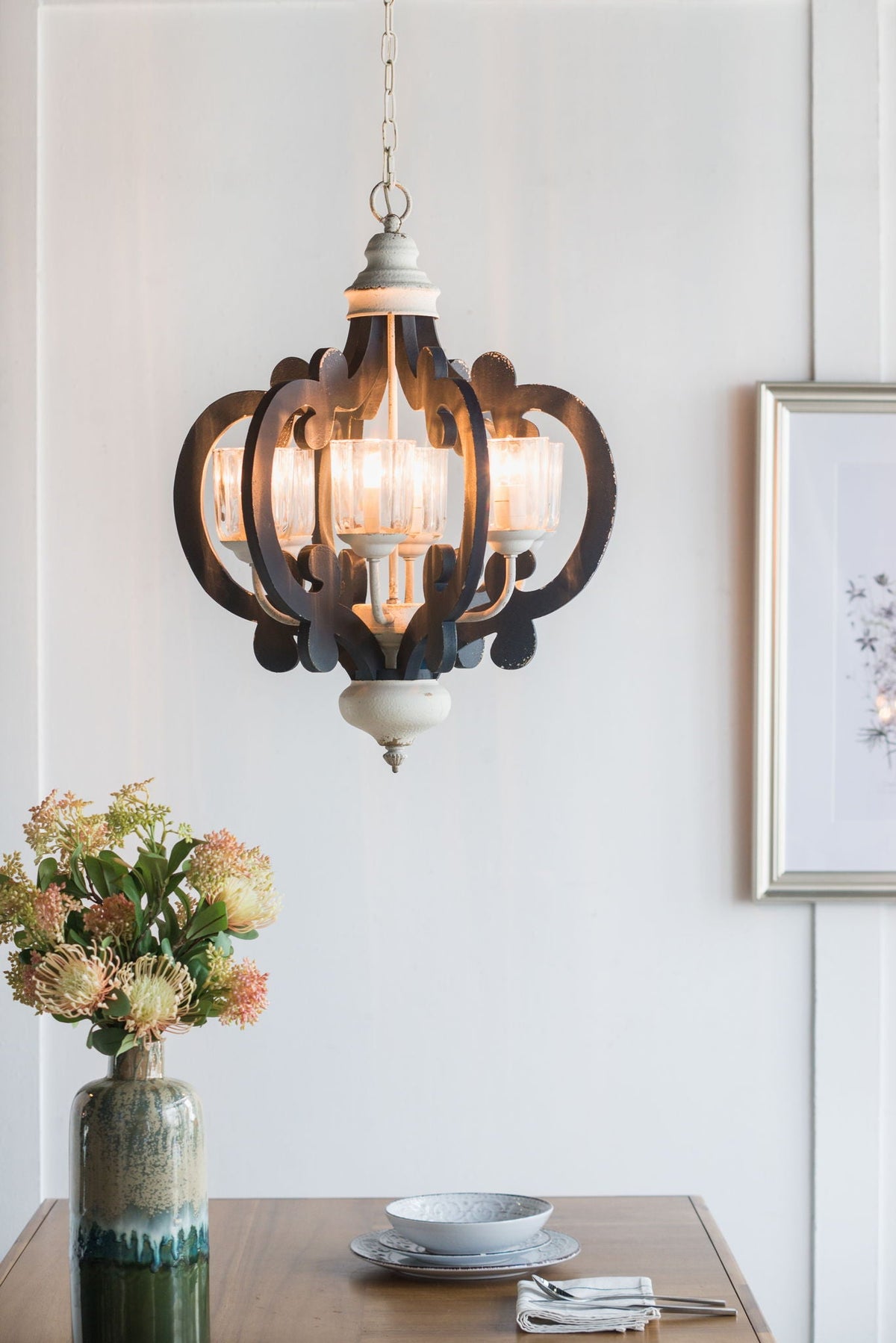Wood Chandelier 6 Light Farmhouse Pendant Lighting