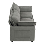 Modern Loveseat Sofa with Side Storage Pockets - Green, Beige, or Dark Gray