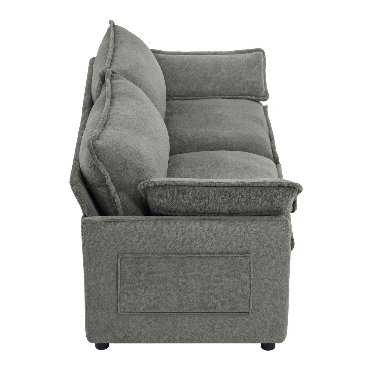 Modern Loveseat Sofa with Side Storage Pockets - Green, Beige, or Dark Gray