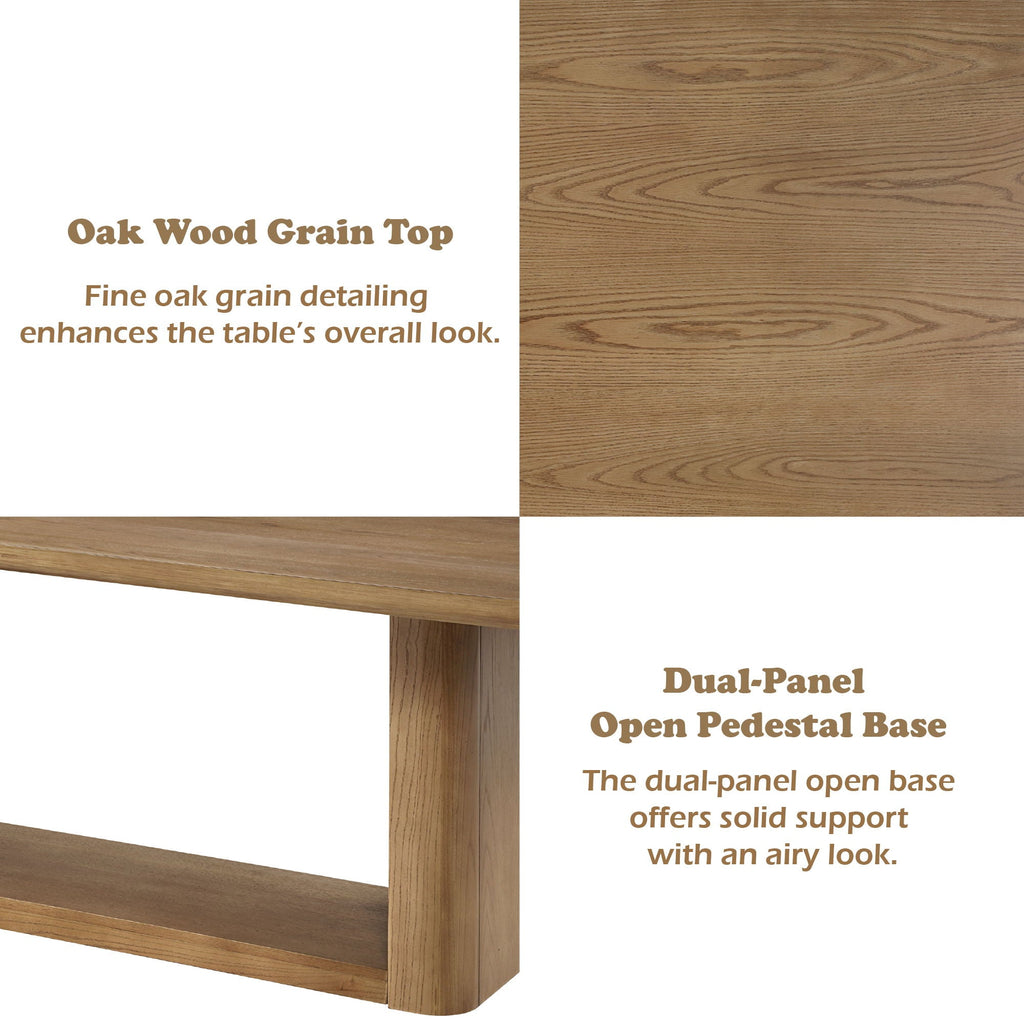 Oak Dining Table with Dual-Panel Pedestal Base - Zoey