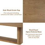 Oak Dining Table with Dual-Panel Pedestal Base - Zoey