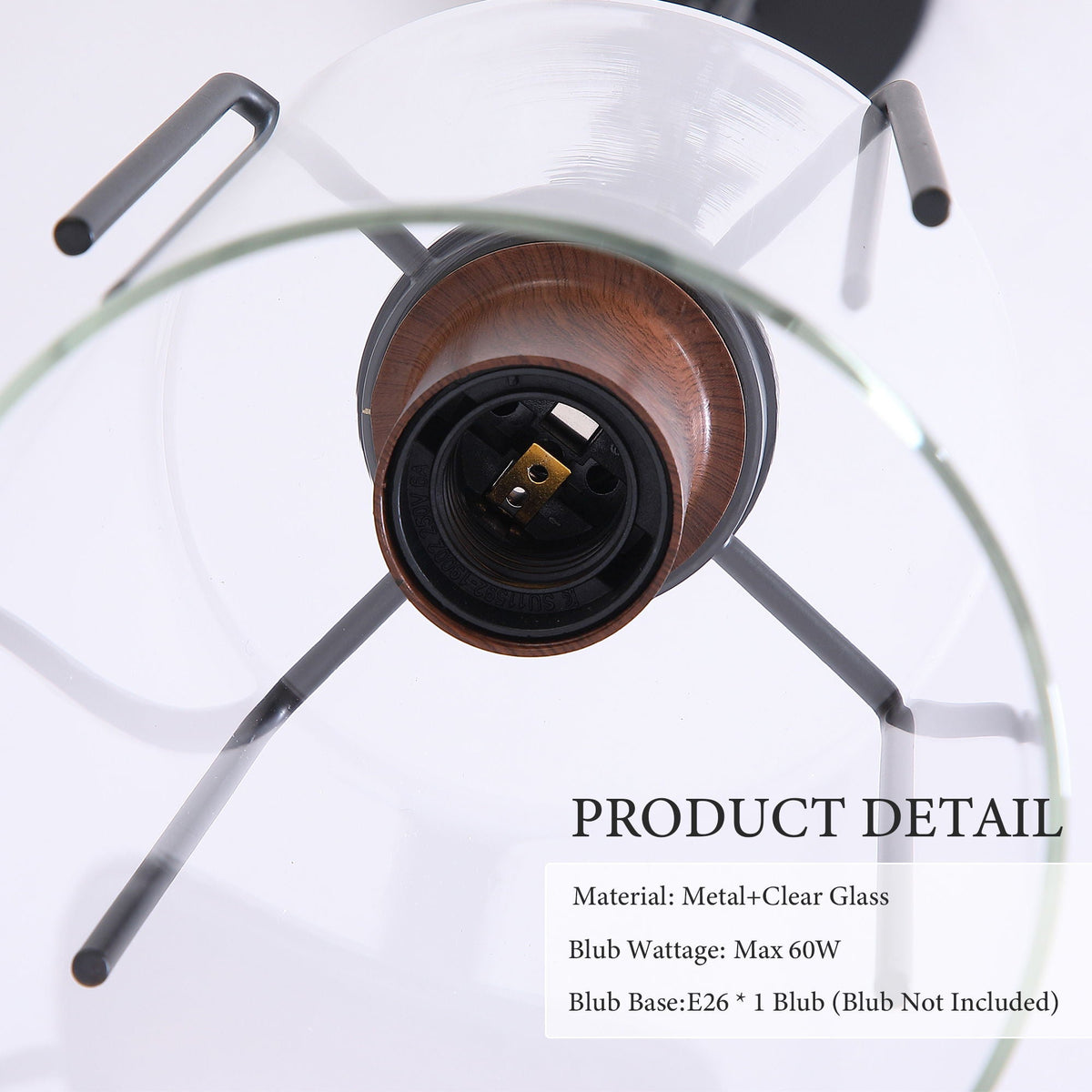 Adjustable Pendant Lighting with Clear Glass Shade - Black or Gold