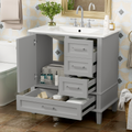 30" Bathroom Vanity with Sink Combo Set with Solid Wood Frame - Grey
