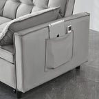 Convertible Velvet Sofa Bed with Storage Pockets - Multiple Colors