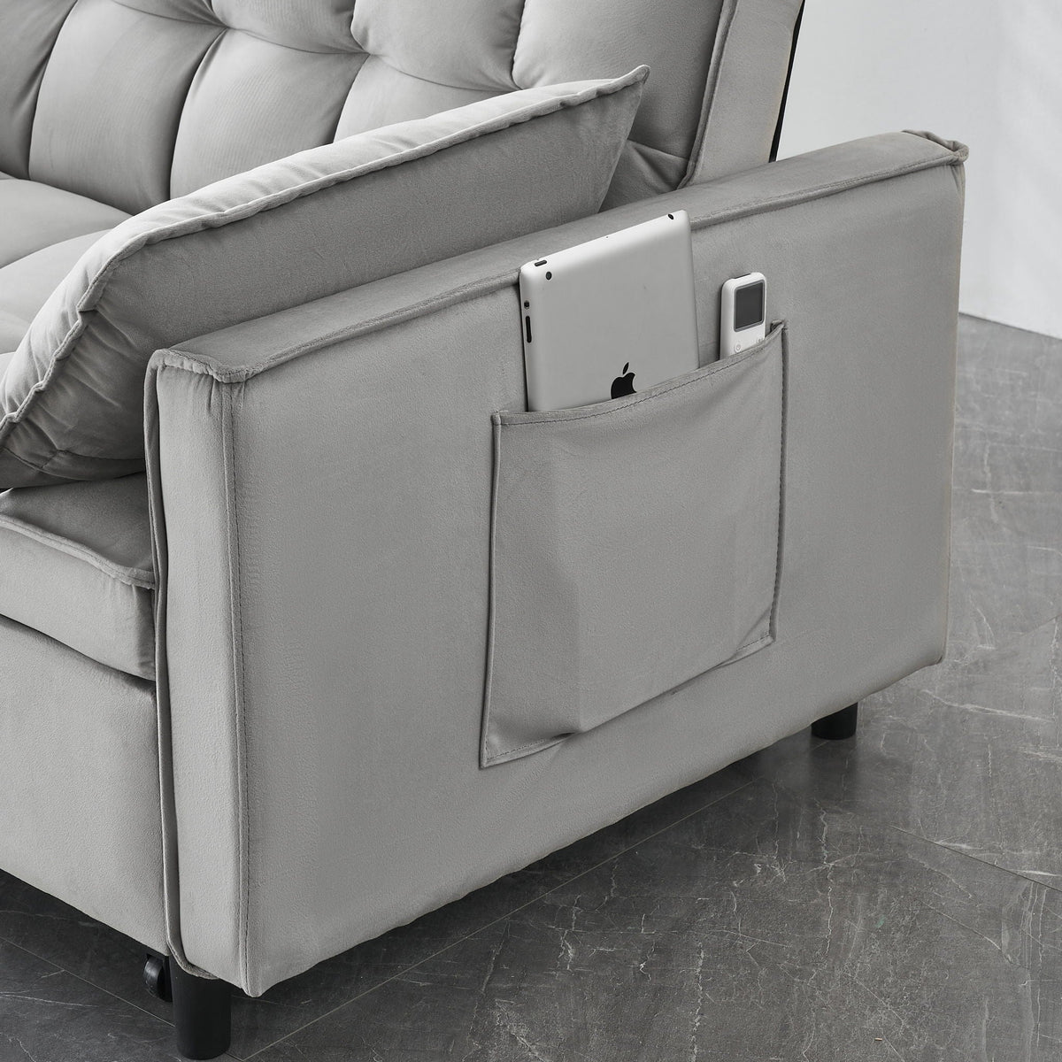 Convertible Velvet Sofa Bed with Storage Pockets - Multiple Colors